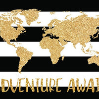 Black white gold decor, World Map, Adventure awaits, gold nursery decor, gold nursery, Nursery Prints, gold glitter, black and white nursery