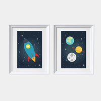 Space nursery decor, outer space nursery wall art, nursery set of 2, outer space decor print kids room decor nursery prints baby boy nursery