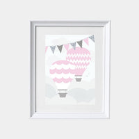 Baby girl nursery decor, Hot air balloon Nursery Print nursery decor, baby girl nursery Room Decor, pink hot air balloon art, playroom art