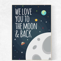 Love you to the moon and back nursery, outer space, space nursery, space nursery decor, outer space nursery wall art, space print, kid room