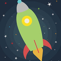 Space nursery decor, outer space, nursery wall art, baby boy nursery decor, set of 2, outer space decor print kids room, green rocket ship