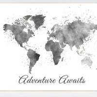World Map nursery decor, nursery wall art, Adventure awaits, black and white nursery, gray nursery decor, neutral nursery, gender neutral