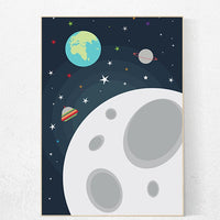 Space nursery decor, space themed nursery, outer space nursery wall art, baby boy, moon print, playroom decor kids room decor nursery prints