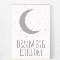 Gray nursery decor, Dream Big Little One Print, Nursery Wall Art, grey nursery decor, nursery prints, gender neutral nursery baby room decor