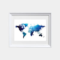 World Map wall art, blue navy world map nursery print, baby's nursery room decor, toddler room, kid's room, space theme world map blue