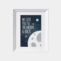 Love you to the moon and back nursery, outer space, space nursery, space nursery decor, outer space nursery wall art, space print, kid room