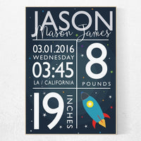 Baby birth stats, Space nursery decor, Outer Space Room Art, Boy Nursery, nursery wall art, Space Decor, space nursery art, baby name
