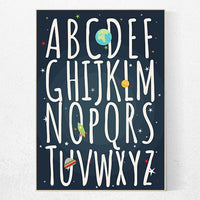 Space nursery, nursery decor boys, Alphabet nursery art, boy nursery decor, Outer Space, alphabet letters, playroom decor, toddler room