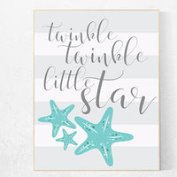 Twinkle Twinkle Little Star, mint nursery decor, tea nursery decor, kids room decor, gender neutral, baby girl gift, nursery wall art green