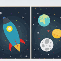 Space nursery decor, outer space nursery wall art, nursery set of 2, outer space decor print kids room decor nursery prints baby boy nursery