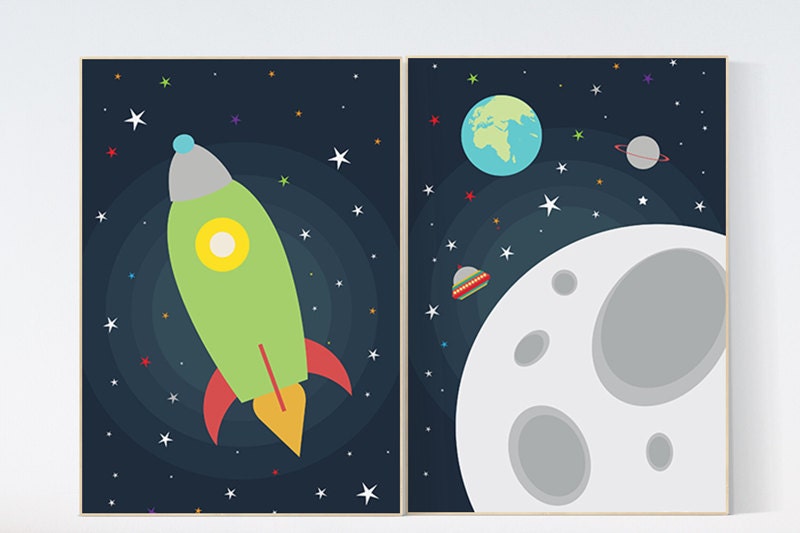 Boys room decor, Space nursery decor, Kids room decor, rocket ship, Space themed, nursery wall art, outer space, nursery decor boys space