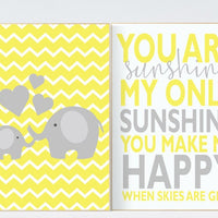 You Are My Sunshine Nursery Art, yellow nursery decor, gender neutral baby, Baby Boy Nursery, Baby Girl Nursery baby gift, yellow gray