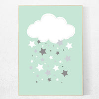 Mint nursery decor, cloud nursery mint nursery, star nursery decor, nursery wall art, nursery prints, baby room decor, mint baby shower