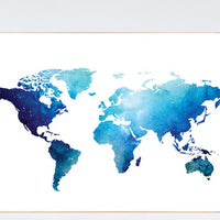 World Map wall art, blue navy world map nursery print, baby's nursery room decor, toddler room, kid's room, space theme world map blue