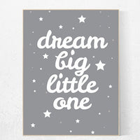 Gray nursery decor, Dream big little one, nursery wall art neutral, grey nursery, stars, nursery wall art neutral. baby room wall art
