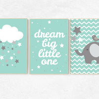Nursery decor elephant, mint nursery decor, nursery decor boy teal, mint green nursery, gender neutral nursery, boys room decor green,