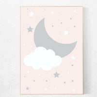 Pink nursery art, nursery wall art, powder pink, baby girl nursery wall art, moon print, baby girl nursery decor, baby girl nursery, girls