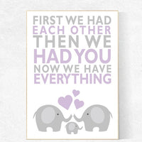 First We Had Each Other, purple nursery decor, elephant Nursery, Nursery Art, Nursery Decor, baby girl nursery, nursery prints