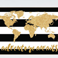 Black white gold decor, World Map, Adventure awaits, gold nursery decor, gold nursery, Nursery Prints, gold glitter, black and white nursery