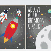 Space nursery decor, we love you to the moon and back, space poster, space print, nursery wall art, nursery decor, outer space nursery print