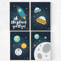 Nursery decor boy space, Space nursery wall art, space themed nursery, navy nursery, boys nursery ideas, planets, rocket, moon, astronauts