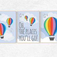 Hot Air Balloon Nursery decor, Oh the places you'll go Nursery Art Print, gender neutrel, nursery decor girl, nursery decor, playroom decor
