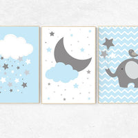 Baby boy nursery decor, Elephant Nursery Art, boys room decor, blue gray, blue grey, elephant nursery, boy bedroom decor, boy nursery decor
