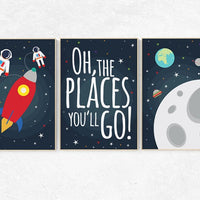 Space nursery decor, baby boy nursery oh the places you'll go, outer space nursery, space print, Space themed nursery, nursery prints, boy
