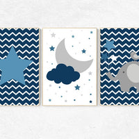 Navy nursery decor, navy nursery, boys room decor, nursery decor boy, cloud nursery, star nursery, boys room wall art, baby boy nursery