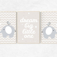 Dream Big Little One, gender neutral nursery, beige and cream, hot air balloon Nursery, Nursery Decor, Gray Beige gender neutral baby shower