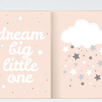 Dream Big little one, blush nursery wall art, baby girl, light coral nursery art, peach nursery decor, baby girl nursery decor, water melon