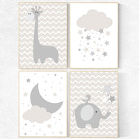 Gender neutral nursery, nursery wall art, beige and cream, cloud Nursery, Nursery Decor, Gray Beige gender neutral baby shower, cloud