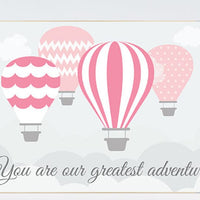 Hot air balloon nursery, pink nursery, you are our greatest adventure print, baby girl nursery decor, nursery wall art, nursery print, kid