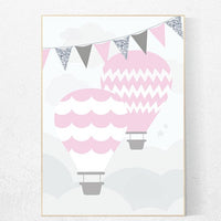 Baby girl nursery decor, Hot air balloon Nursery Print nursery decor, baby girl nursery Room Decor, pink hot air balloon art, playroom art