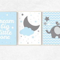 Dream Big little one, Blue Nursery Decor, Boy Nursery Decor, Nursery Print, Baby Boy, Playroom decor, Baby Boy Wall Art, Toddler Boy decor