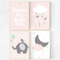 Dream Big Kids Wall Art Print, Nursery Room Decor, Nursery Poster, Print For Kids Room, pastel colors, toddler, kid room decoration idea