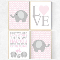 First We Had Each Other, pink gray nursery, Elephant Nursery, Nursery Art, Nursery Decor, Baby Girl Nursery Prints, Baby girl nursery art