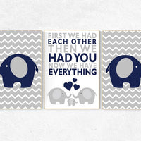 Navy nursery decor, Baby boy nursery, First We Had Each Other, boys room decor, Elephant Nursery, Nursery Prints, navy nursery wall art