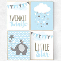 Twinkle Twinkle Little Star, Baby boy nursery decor, Blue gray nursery, boys room wall art, baby room prints, nursery decor, cloud nursery