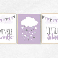 Nursery decor girl purple, Purple nursery decor, cloud nursery, twinkle twinkle little star, lilac nursery, lavender nursery, girls room