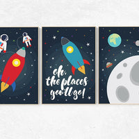 Space nursery decor, nursery decor boy space, outer space nursery, Space themed nursery, planets, moon, rocket, astronaut nursery wall decor