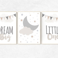 Gender neutral nursery, Dream Big Little One, beige, grey, moon Nursery, Nursery Decor, gender neutral, moon nursery, baby shower