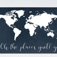 Oh the places you'll go, nursery decor navy blue, navy nursery decor, nursery decor boy, nursery decor navy blue, large nursery art, kids