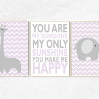 lavender nursery decor, lilac, purple, You are my sunshine my only sunshine, Baby girl nursery decor, lilac nursery decor, elephant nursery