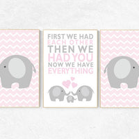 Baby girl nursery, Pink nursery, First We Had Each Other, girls room decor, Elephant Nursery, Nursery Art, Nursery Decor, Nursery Prints