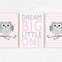 Pink nursery decor, Owl nursery wall art, dream big little one, baby girl room decor, owl nursery decor baby girl nursery decor nursery girl