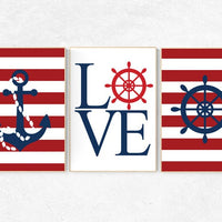 Nursery decor boy nautical, navy and red nursery decor, nautical nursery art, nautical nursery decor boy, nautical wall decor nursery