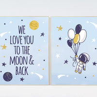 Nursery decor space, we love you to the moon and back, nursery decor nursery wall art, Space nursery decor, nursery decor boy, space theme