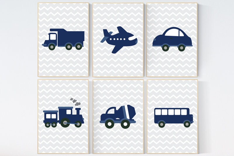 Nursery decor boy car, car nursery, vehicles, nursery prints boy, baby room decor boy, transportation decor, nursery travel theme