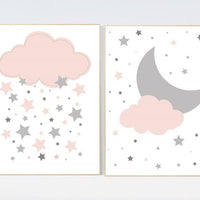 Cloud nursery decor, baby girl nursery decor, pink nursery decor, girls room wall art, nursery prints girl baby gift, nursery decor girls